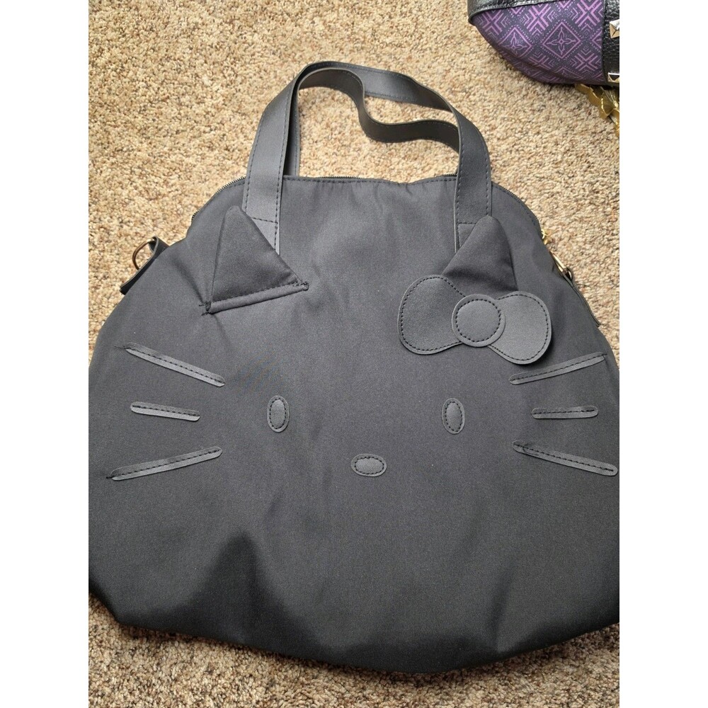 Hello Kitty Character Black Canvas Tote Bag with Adjustable Strap